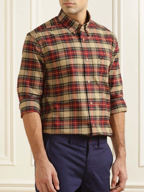 

Fred Perry Men Beige Tartan Checks Checked Casual Shirt