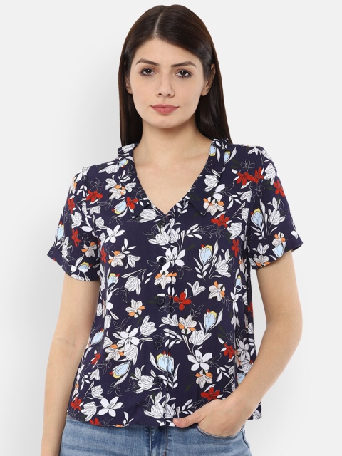 

Van Heusen Woman Women Navy Blue Floral Printed Casual Shirt
