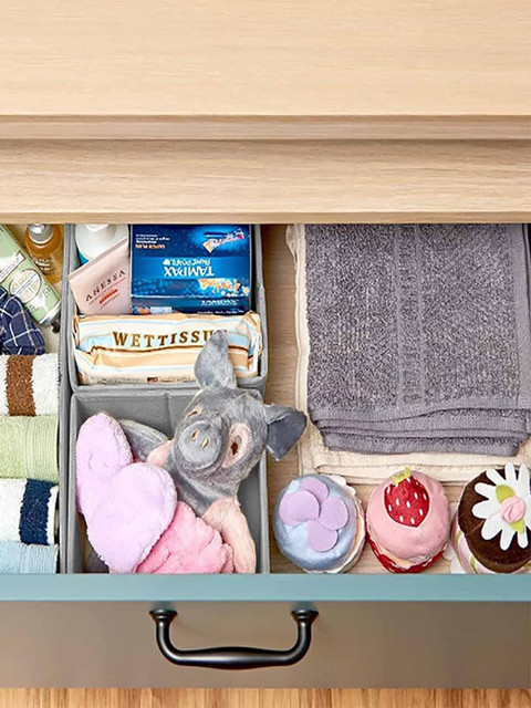 

HOUSE OF QUIRK Set of 3 Grey Closet Dresser Drawer Organizer
