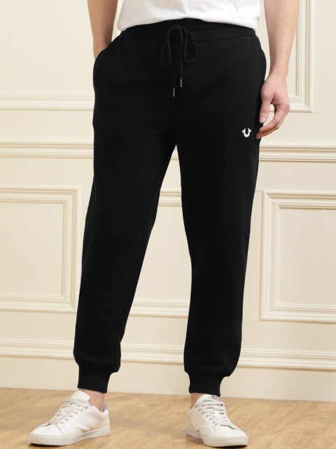 

True Religion Men Navy Blue Solid Pure Cotton Joggers