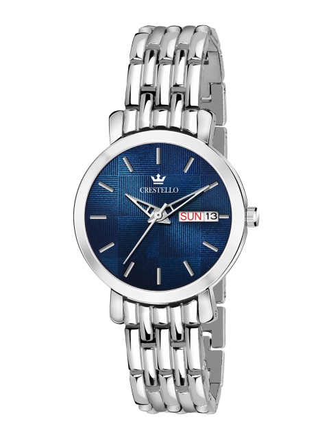

CRESTELLO Women Blue Brass Dial & Silver Toned Bracelet Style Straps Analogue Watch