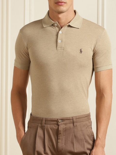 

Polo Ralph Lauren Men Beige Polo Collar Pure Cotton T-shirt