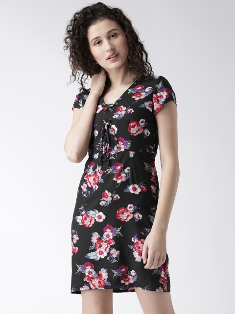 

Moda Rapido Women Black Floral Print Tailored Dress