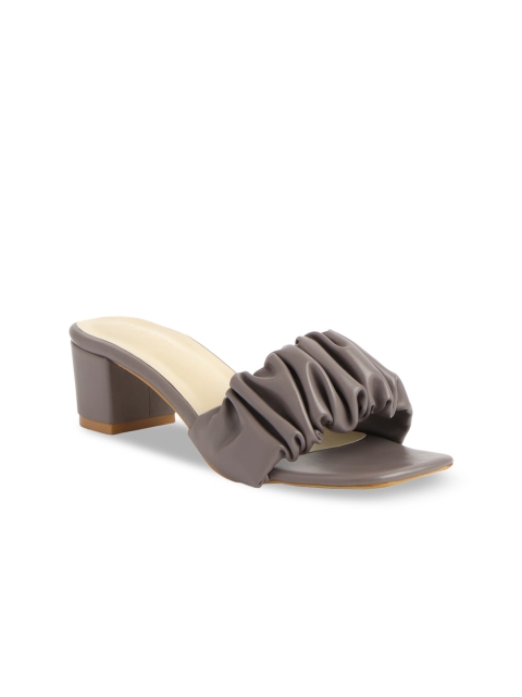 

ERIDANI Grey Solid Block Heel Sandals
