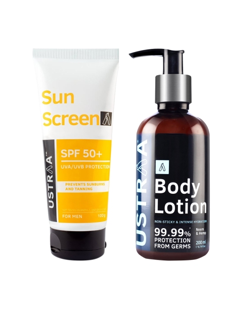 

Ustraa Mens Combo of Sun Screen 100gm & Body Lotion, 200ml, White