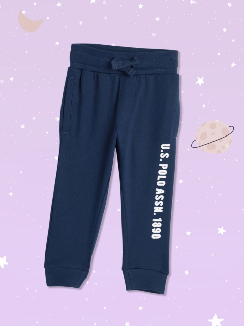 

U.S.Polo Assn. Kids Boys Navy Blue Printed Pure Cotton Joggers