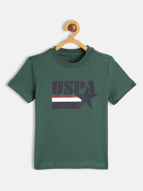 

U.S.Polo Assn. Kids Boys Green Pure Cotton Printed T-shirt