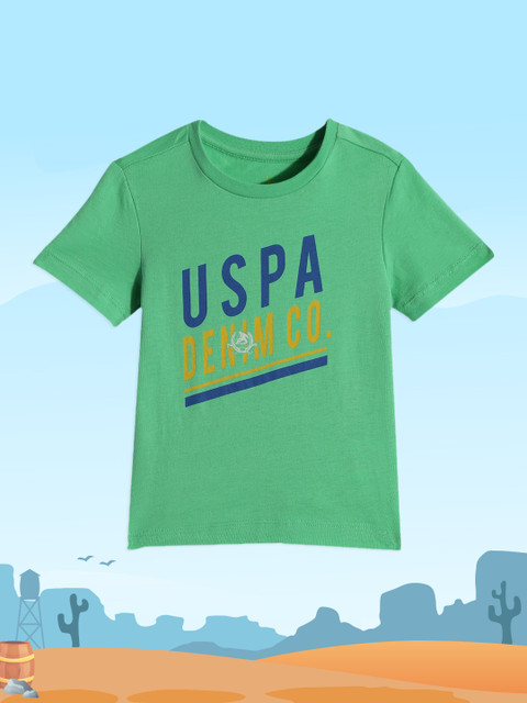 

U.S.Polo Assn. Kids Boys Green Pure Cotton Printed T-shirt