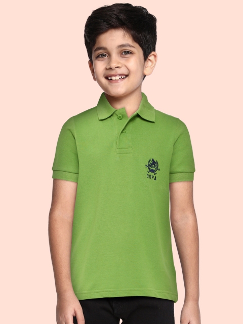 

U.S.Polo Assn. Kids Boys Green Pure Cotton Polo Collar T-shirt