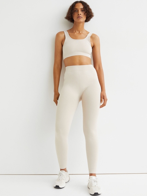 

H&M Woman Beige Seamless sports tights