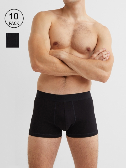 

H&M Men Black 10-Pack Short Cotton Trunks
