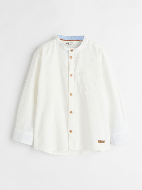

H&M Boys White Self-Design Grandad Shirt