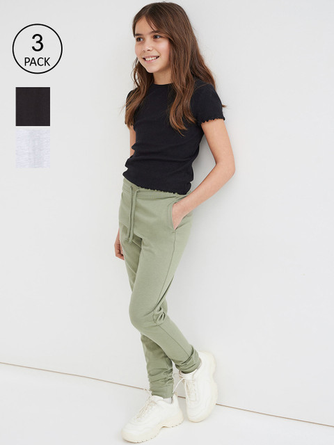 

H&M Girls 3-Pack Jersey Joggers, Black