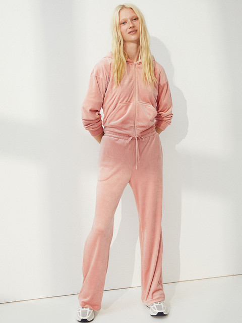

H&M Women Pink Solid Velour Trousers
