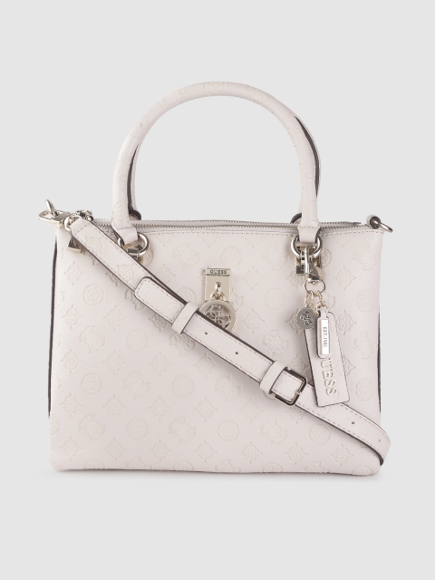 

GUESS Off White Brand Logo Textured Handheld Bag
