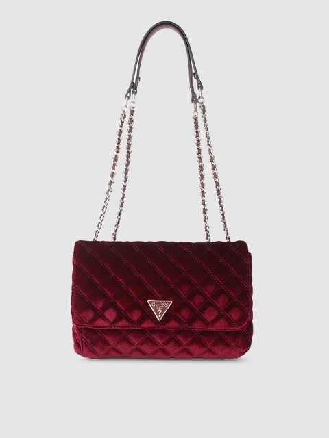 

GUESS Women Maroon Quilted Structured Shoulder Bag