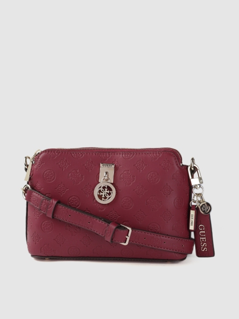 

GUESS Women Maroon Textured Structured Sling Bag