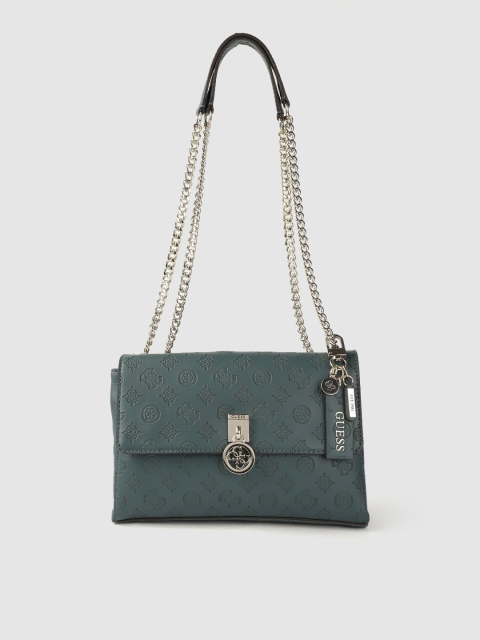 

GUESS Green Brand Logo Textured Shoulder Bag