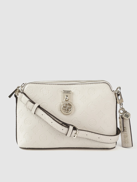

GUESS Women Off-White Textured Structured Sling Bag
