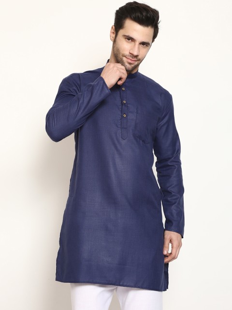 

GRACIT Men Navy Blue Solid Kurta