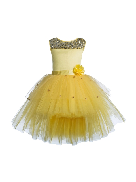 

Toy Balloon kids Girls Yellow Embellished Layered Net Dress