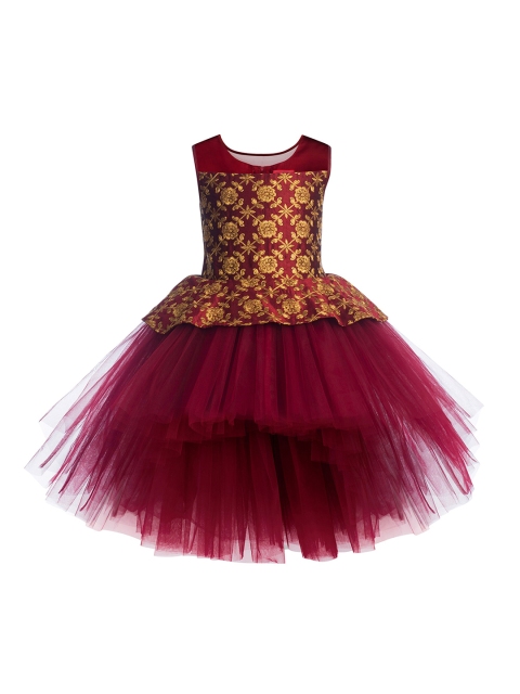 

Toy Balloon kids Maroon Layered Net Dress