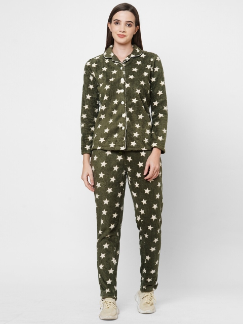 

Sweet Dreams Women Olive Green & White Night suit