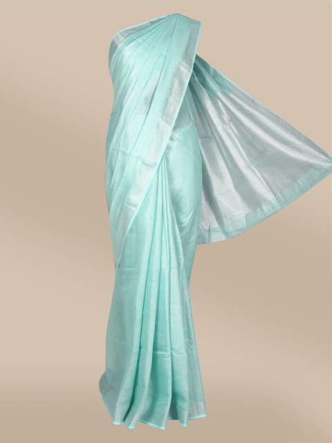 

The Chennai Silks Turquoise Blue & Silver-Toned Zari Organza Saree