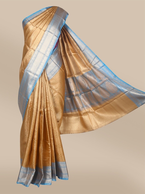 

The Chennai Silks Copper-Toned & Blue Ethnic Motifs Zari Organza Saree