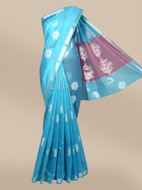 

The Chennai Silks Blue & Pink Woven Design Tissue Saree