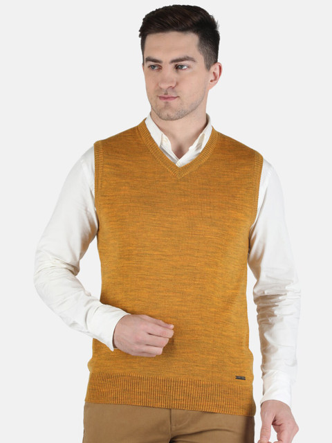 

Monte Carlo Men Mustard Yellow Pure Wool Sweater Vest