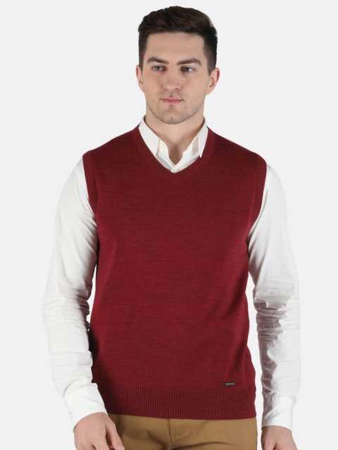 

Monte Carlo Men Maroon Solid Wool Knitted Sweater Vest