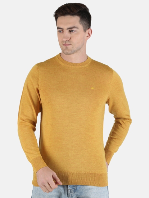 

Monte Carlo Men Yellow Wool Solid Pullover Sweater