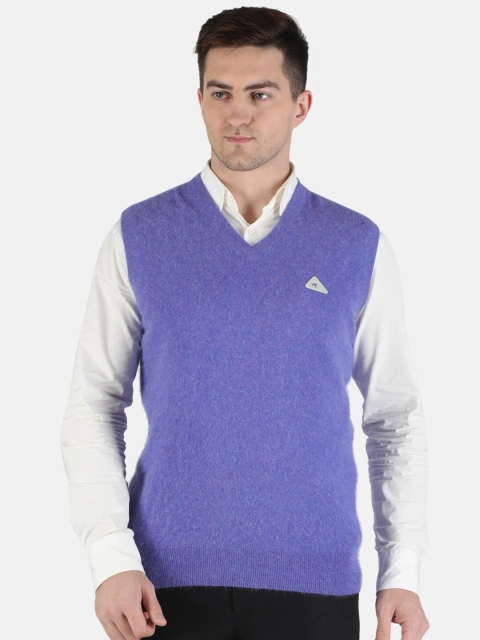 

Monte Carlo Men Lavender V Neck Wool Sweater Vest with Fuzzy Detail