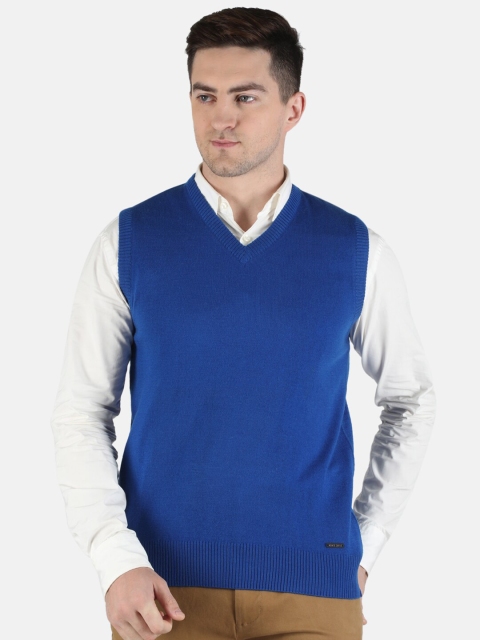 

Monte Carlo Men Blue Wool Solid Sweater Vest