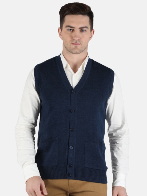 

Monte Carlo Men Navy Blue Solid Wool Front Open Cardigan