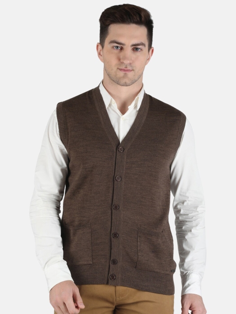 

Monte Carlo Men Brown Wool Solid Cardigan Sweater