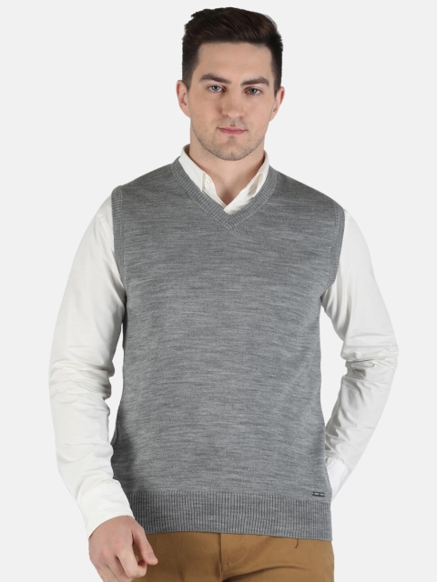 

Monte Carlo Men Grey Wool Solid Sweater Vest