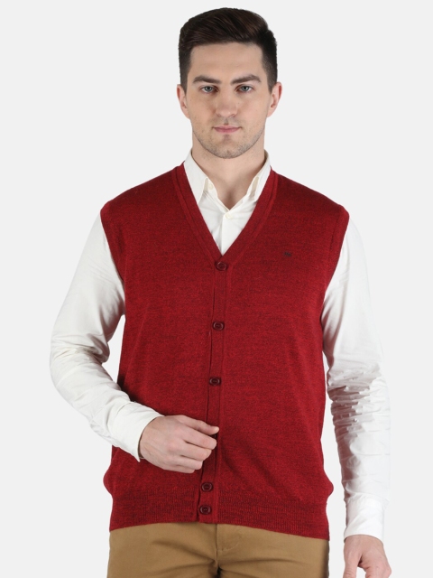 

Monte Carlo Men Red Pure Wool Solid Cardigan