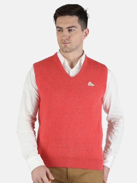 

Monte Carlo Men Red Solid Wool Knitted Sweater Vest
