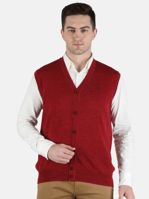 

Monte Carlo Men Red Pure Wool Solid Cardigan