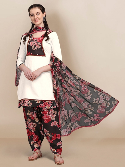 

Ethnic Junction White & Black Printed Unstitched Dress Material