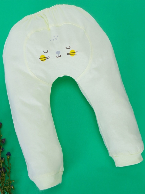 

POKORY Kids Yellow Printed Cotton Diaper Lounge Pants