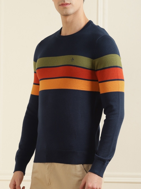 

Original Penguin Men Blue & Red Striped Cotton Pullover