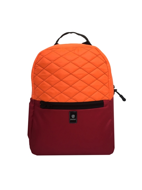 

Zwart Unisex Orange & Maroon Colourblocked Backpack