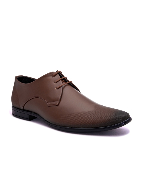 

ALBERTO MORENO Men Brown Textured Formal Derbys