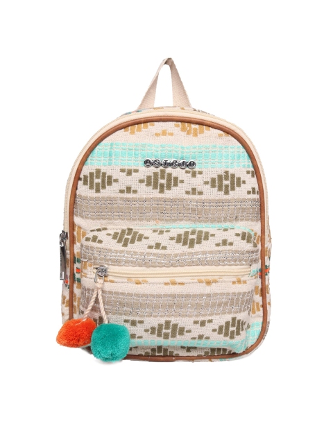 

ASTRID Girls Beige & Turquoise Blue Colourblocked Backpack