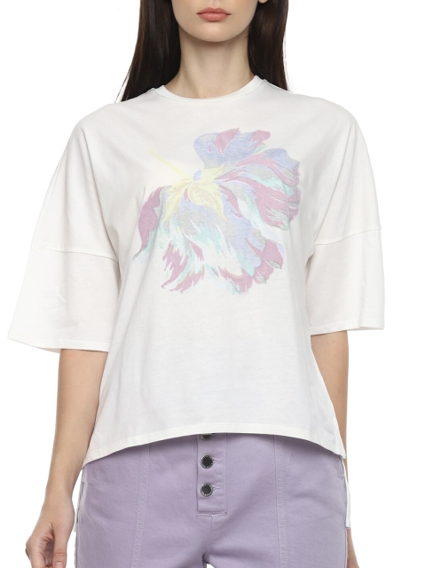 

Ted Baker Women White Abstract Printed T-shirt