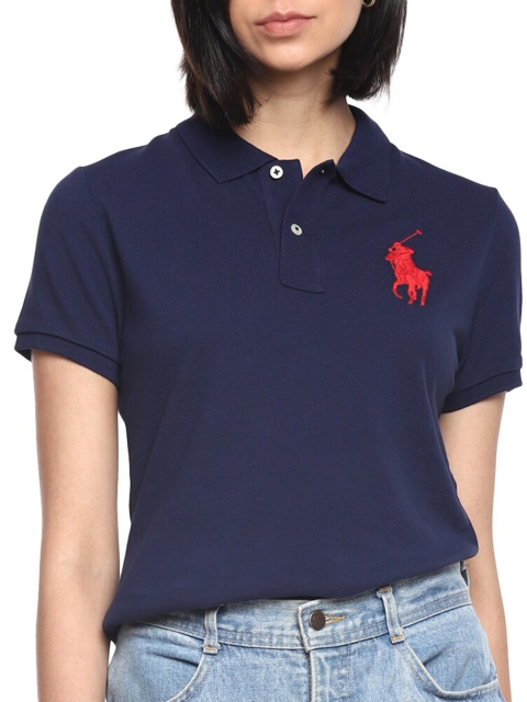 

Polo Ralph Lauren Women Navy Blue Polo Collar T-shirt