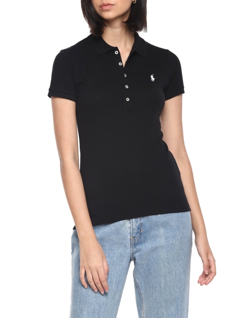 

Polo Ralph Lauren Women Black Polo Collar T-shirt